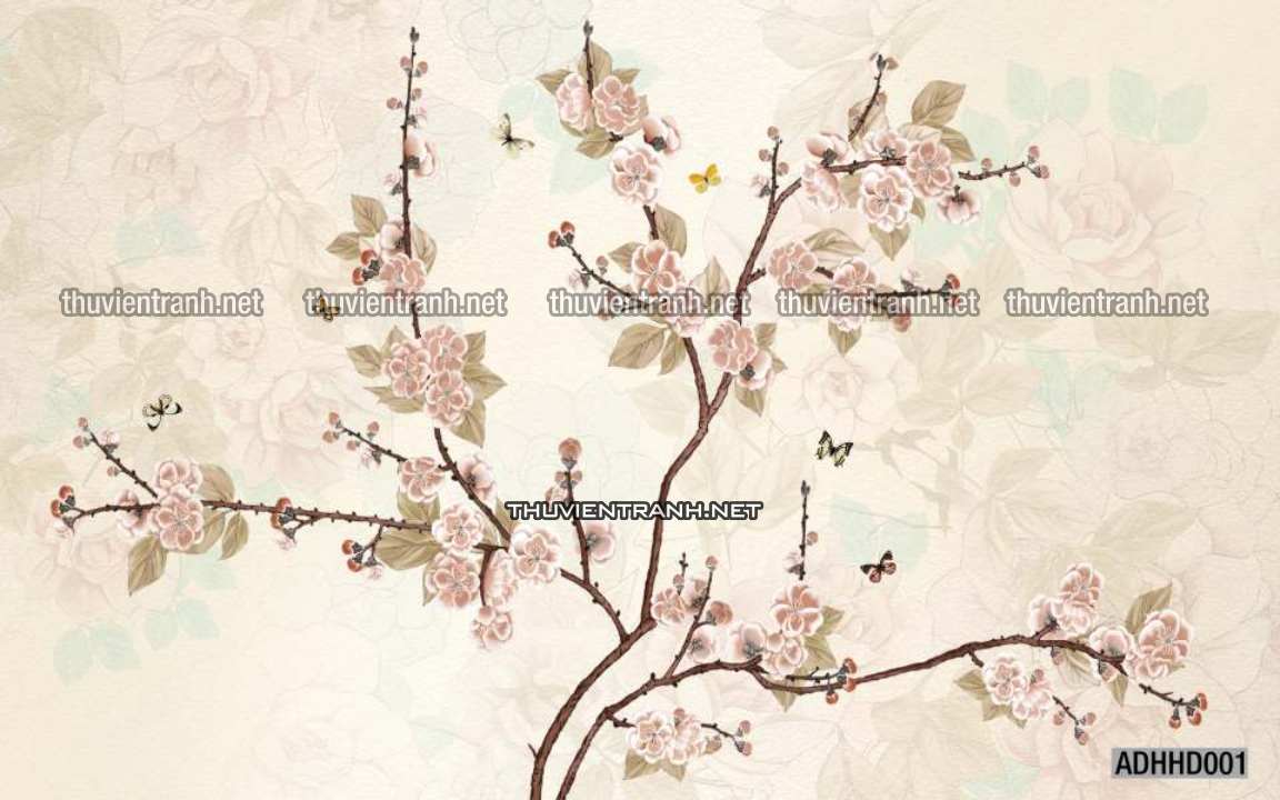 Tranh hoa đào, hoa mộc lan, phong cách trang trí Trung Quốc, Indochiserrie - Kết quả tìm kiếm tranh tường