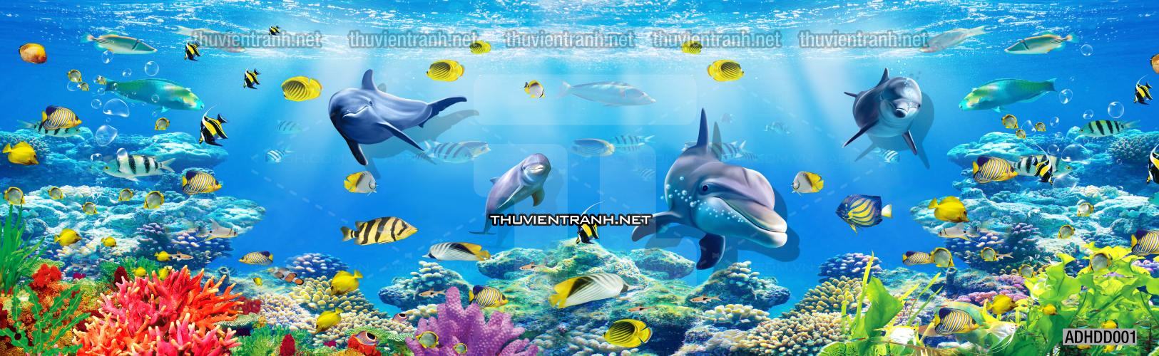 Tranh 3D cảnh dưới đáy Đại Dương xanh, tranh dán tường trang trí sinh vật Biển - Kết quả tìm kiếm tranh tường