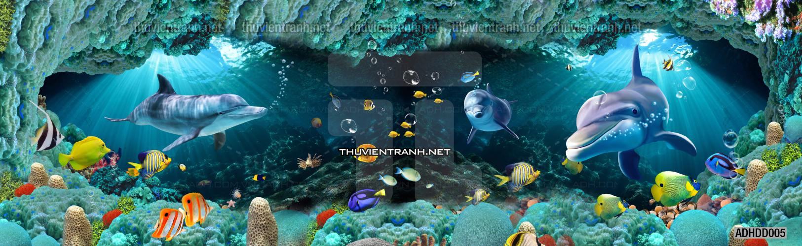 Tranh 3D cảnh dưới đáy Đại Dương xanh, tranh dán tường trang trí sinh vật Biển - Kết quả tìm kiếm tranh tường