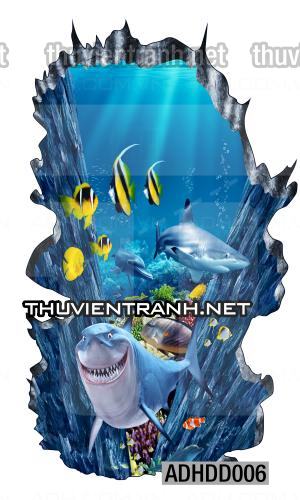 Tranh 3D cảnh dưới đáy Đại Dương xanh, tranh dán tường trang trí sinh vật Biển - Kết quả tìm kiếm tranh tường