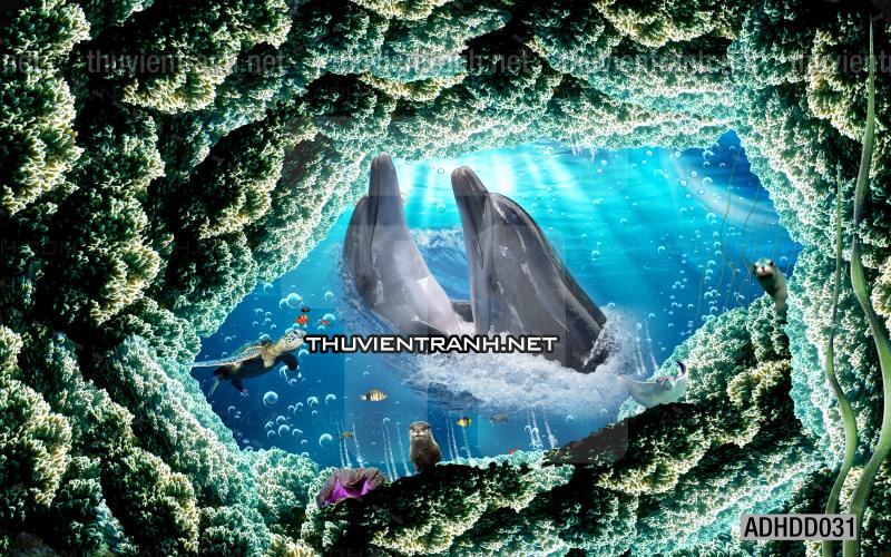 Tranh 3D cảnh dưới đáy Đại Dương xanh, tranh dán tường trang trí sinh vật Biển - Kết quả tìm kiếm tranh tường