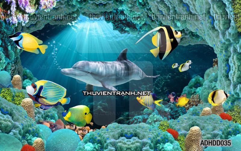 Tranh 3D cảnh dưới đáy Đại Dương xanh, tranh dán tường trang trí sinh vật Biển - Kết quả tìm kiếm tranh tường