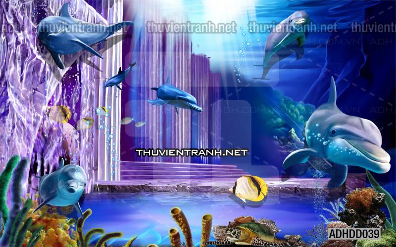 Tranh 3D cảnh dưới đáy Đại Dương xanh, tranh dán tường trang trí sinh vật Biển - Kết quả tìm kiếm tranh tường