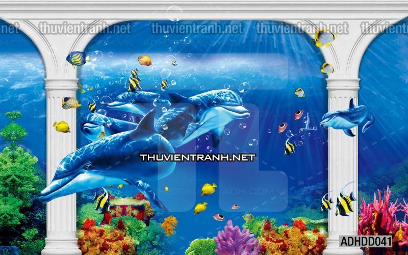 Tranh 3D cảnh dưới đáy Đại Dương xanh, tranh dán tường trang trí sinh vật Biển - Kết quả tìm kiếm tranh tường