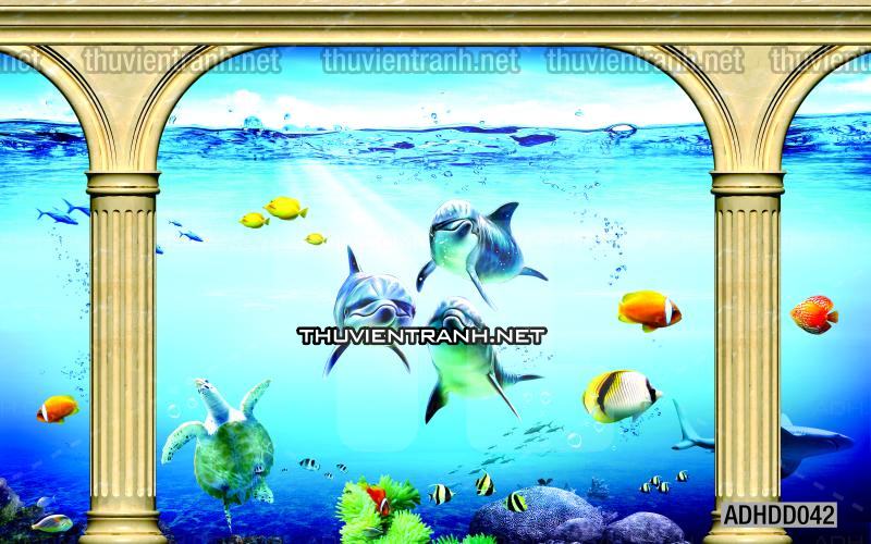 Tranh 3D cảnh dưới đáy Đại Dương xanh, tranh dán tường trang trí sinh vật Biển - Kết quả tìm kiếm tranh tường