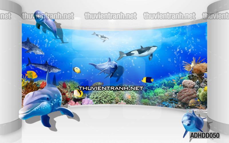 Tranh 3D cảnh dưới đáy Đại Dương xanh, tranh dán tường trang trí sinh vật Biển - Kết quả tìm kiếm tranh tường