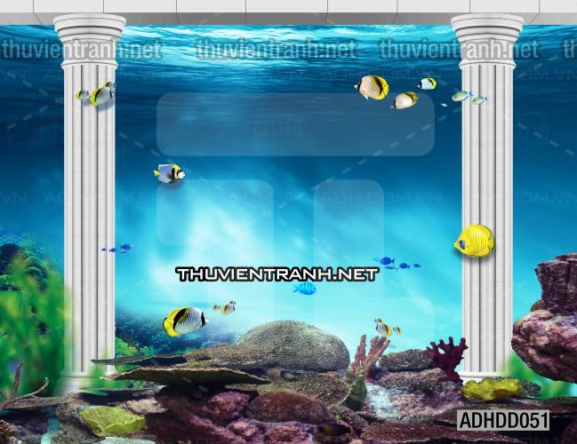 Tranh 3D cảnh dưới đáy Đại Dương xanh, tranh dán tường trang trí sinh vật Biển - Kết quả tìm kiếm tranh tường