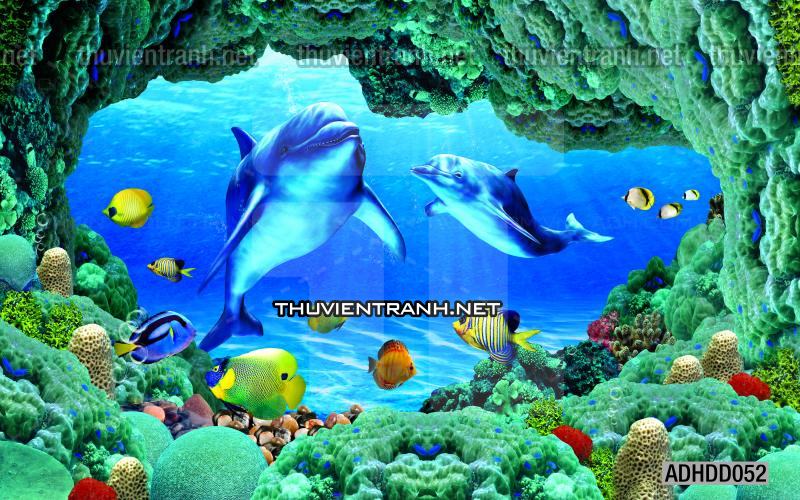 Tranh 3D cảnh dưới đáy Đại Dương xanh, tranh dán tường trang trí sinh vật Biển - Kết quả tìm kiếm tranh tường
