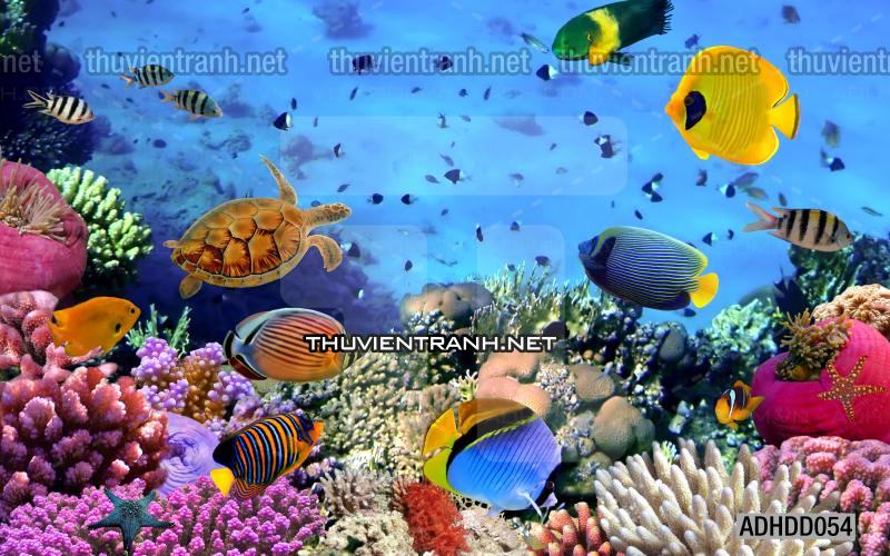 Tranh 3D cảnh dưới đáy Đại Dương xanh, tranh dán tường trang trí sinh vật Biển - Kết quả tìm kiếm tranh tường