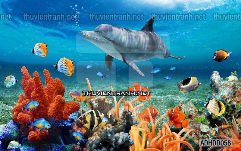 Tranh 3D cảnh dưới đáy Đại Dương xanh, tranh dán tường trang trí sinh vật Biển - Kết quả tìm kiếm tranh tường