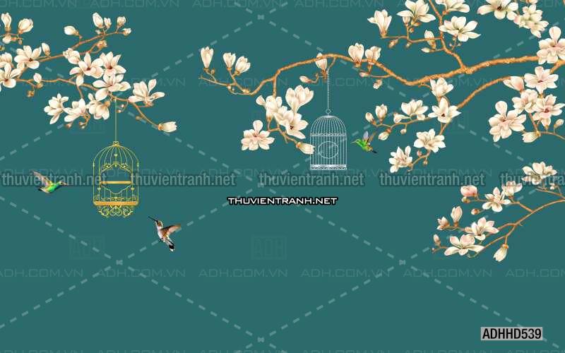 Hoa Đào, Hoa Mộc Lan, phong cách trang trí Chinoiserier, Tranh vẽ hoa Trung Quốc - Kết quả tìm kiếm tranh tường
