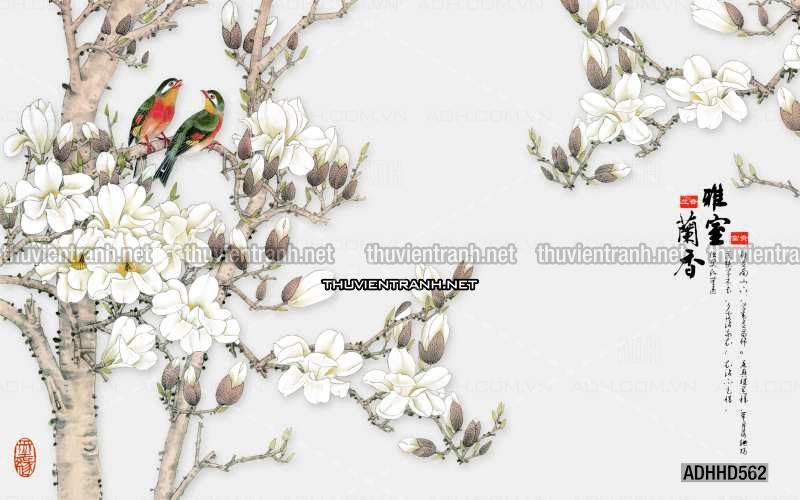 Hoa Đào, Hoa Mộc Lan, phong cách trang trí Chinoiserier, Tranh vẽ hoa Trung Quốc - Kết quả tìm kiếm tranh tường