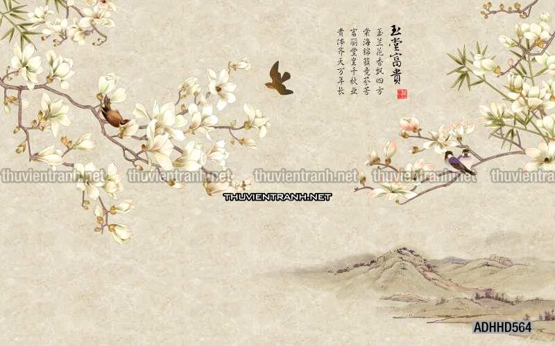 Hoa Đào, Hoa Mộc Lan, phong cách trang trí Chinoiserier, Tranh vẽ hoa Trung Quốc - Kết quả tìm kiếm tranh tường