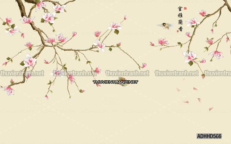 Hoa Đào, Hoa Mộc Lan, phong cách trang trí Chinoiserier, Tranh vẽ hoa Trung Quốc - Kết quả tìm kiếm tranh tường