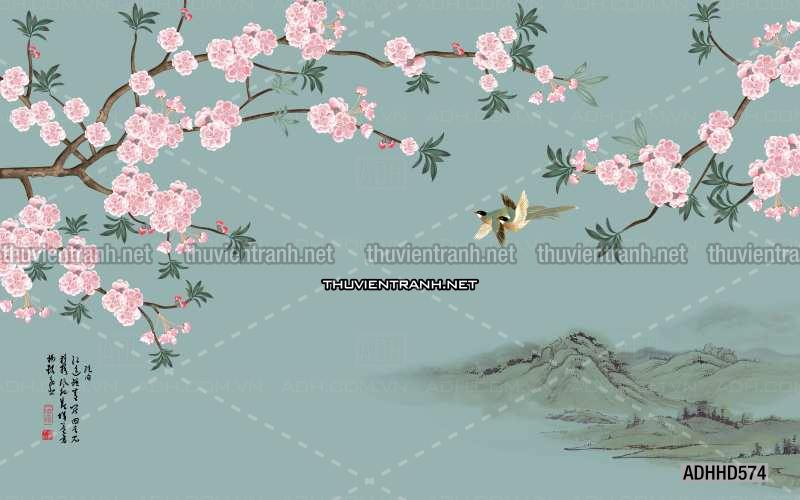 Hoa Đào, Hoa Mộc Lan, phong cách trang trí Chinoiserier, Tranh vẽ hoa Trung Quốc - Kết quả tìm kiếm tranh tường