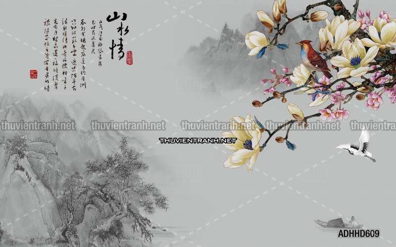 Hoa Đào, Hoa Mộc Lan, phong cách trang trí Chinoiserier, Tranh vẽ hoa Trung Quốc - Kết quả tìm kiếm tranh tường