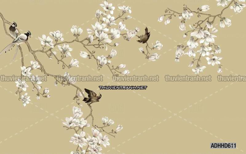 Hoa Đào, Hoa Mộc Lan, phong cách trang trí Chinoiserier, Tranh vẽ hoa Trung Quốc - Kết quả tìm kiếm tranh tường