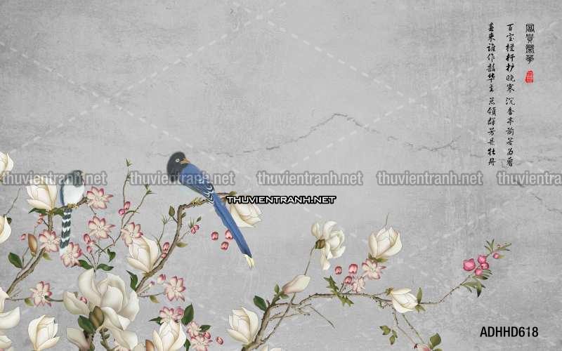 Hoa Đào, Hoa Mộc Lan, phong cách trang trí Chinoiserier, Tranh vẽ hoa Trung Quốc - Kết quả tìm kiếm tranh tường