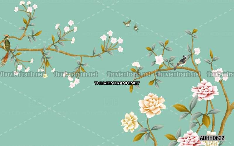 Hoa Đào, Hoa Mộc Lan, phong cách trang trí Chinoiserier, Tranh vẽ hoa Trung Quốc - Kết quả tìm kiếm tranh tường