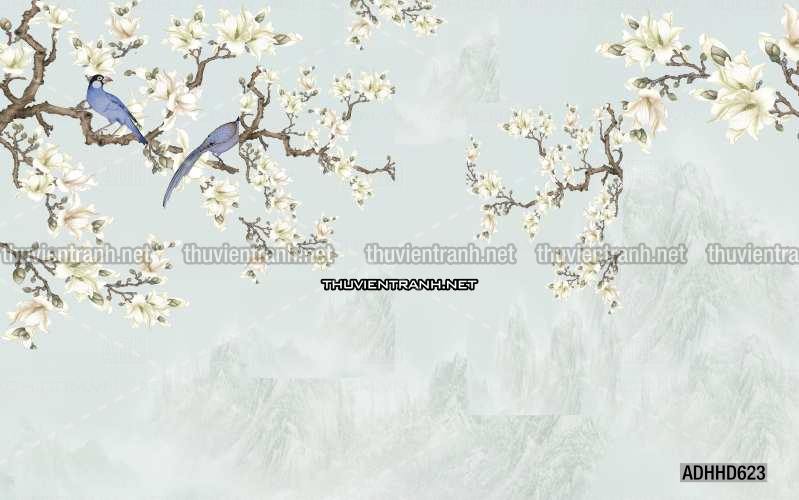 Hoa Đào, Hoa Mộc Lan, phong cách trang trí Chinoiserier, Tranh vẽ hoa Trung Quốc - Kết quả tìm kiếm tranh tường
