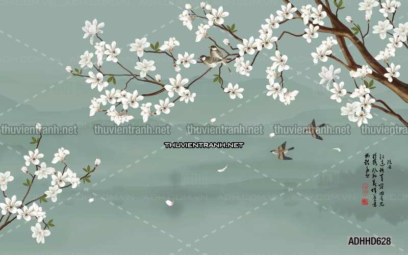 Hoa Đào, Hoa Mộc Lan, phong cách trang trí Chinoiserier, Tranh vẽ hoa Trung Quốc - Kết quả tìm kiếm tranh tường