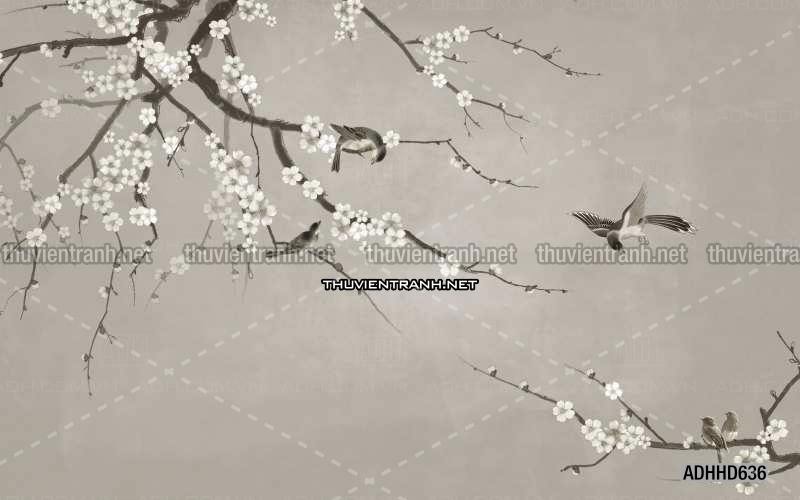 Hoa Đào, Hoa Mộc Lan, phong cách trang trí Chinoiserier, Tranh vẽ hoa Trung Quốc - Kết quả tìm kiếm tranh tường