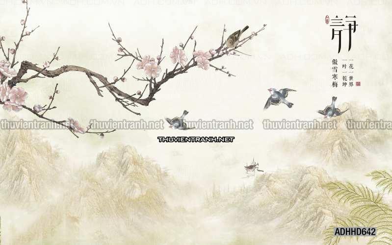 Hoa Đào, Hoa Mộc Lan, phong cách trang trí Chinoiserier, Tranh vẽ hoa Trung Quốc - Kết quả tìm kiếm tranh tường