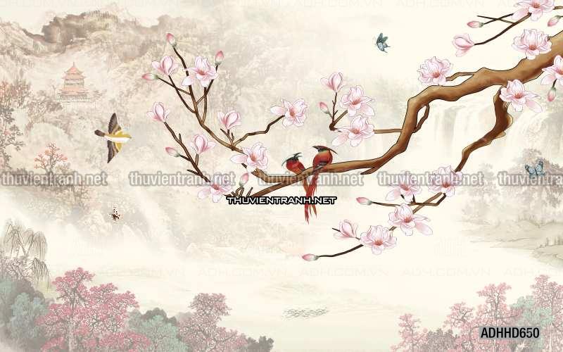 Hoa Đào, Hoa Mộc Lan, phong cách trang trí Chinoiserier, Tranh vẽ hoa Trung Quốc - Kết quả tìm kiếm tranh tường