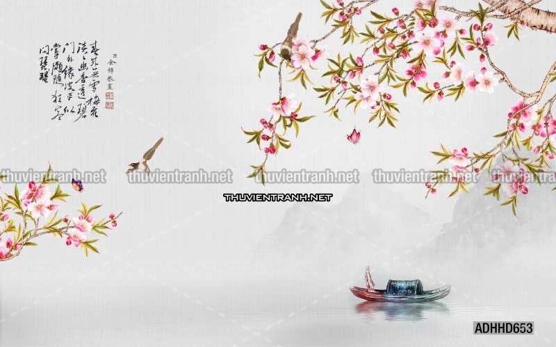 Hoa Đào, Hoa Mộc Lan, phong cách trang trí Chinoiserier, Tranh vẽ hoa Trung Quốc - Kết quả tìm kiếm tranh tường