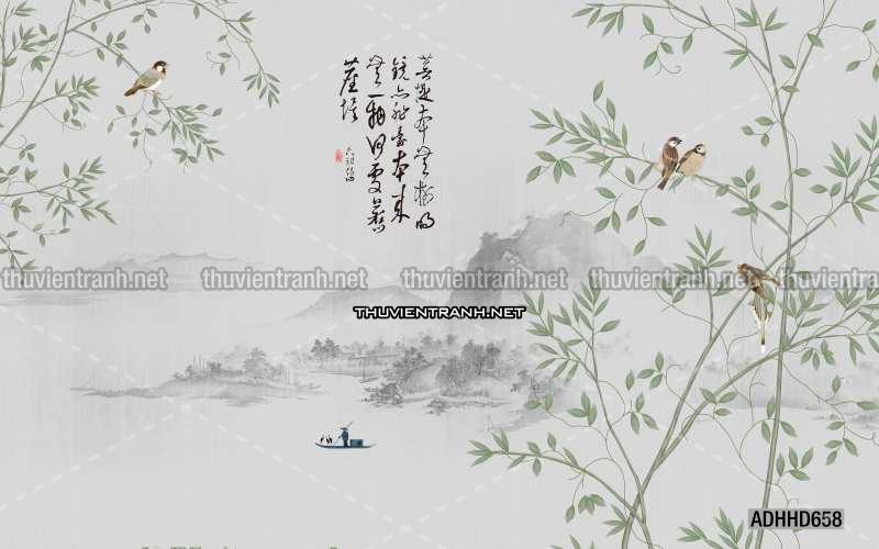 Hoa Đào, Hoa Mộc Lan, phong cách trang trí Chinoiserier, Tranh vẽ hoa Trung Quốc - Kết quả tìm kiếm tranh tường