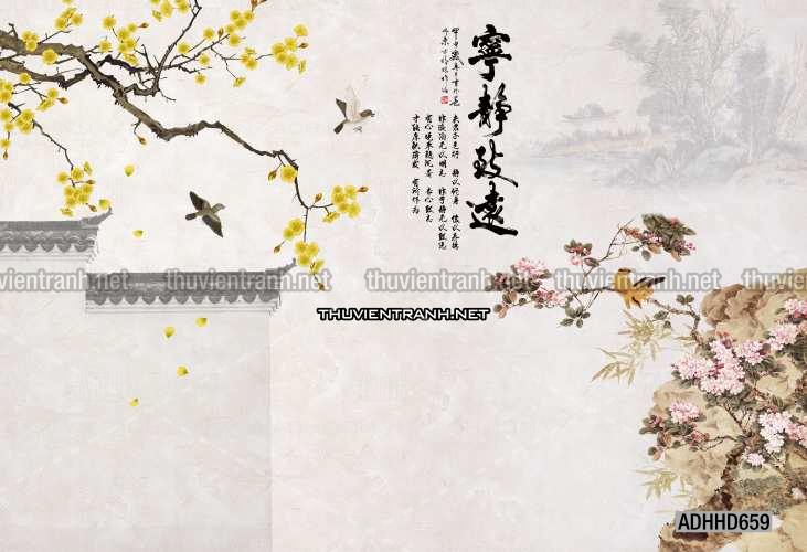 Hoa Đào, Hoa Mộc Lan, phong cách trang trí Chinoiserier, Tranh vẽ hoa Trung Quốc - Kết quả tìm kiếm tranh tường