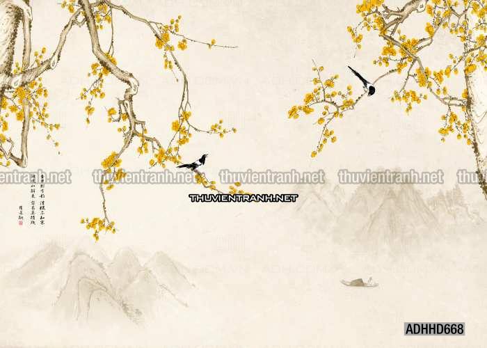 Hoa Đào, Hoa Mộc Lan, phong cách trang trí Chinoiserier, Tranh vẽ hoa Trung Quốc - Kết quả tìm kiếm tranh tường