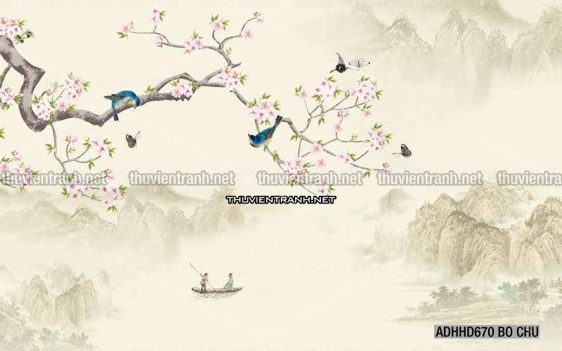 Hoa Đào, Hoa Mộc Lan, phong cách trang trí Chinoiserier, Tranh vẽ hoa Trung Quốc - Kết quả tìm kiếm tranh tường