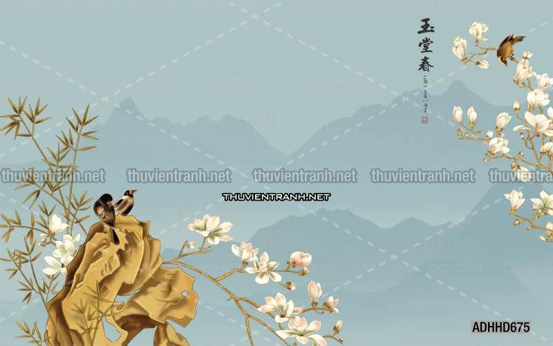 Hoa Đào, Hoa Mộc Lan, phong cách trang trí Chinoiserier, Tranh vẽ hoa Trung Quốc - Kết quả tìm kiếm tranh tường