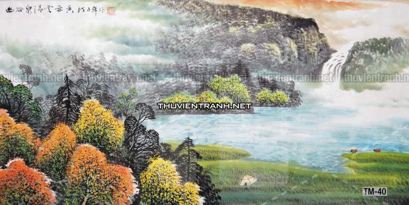 Tranh phong cảnh vẽ tay Trung Quốc, Thủy mặc, Màu nước, Tranh khổ rộng, tranh sơn thủy - Tranh tường chất lượng cao