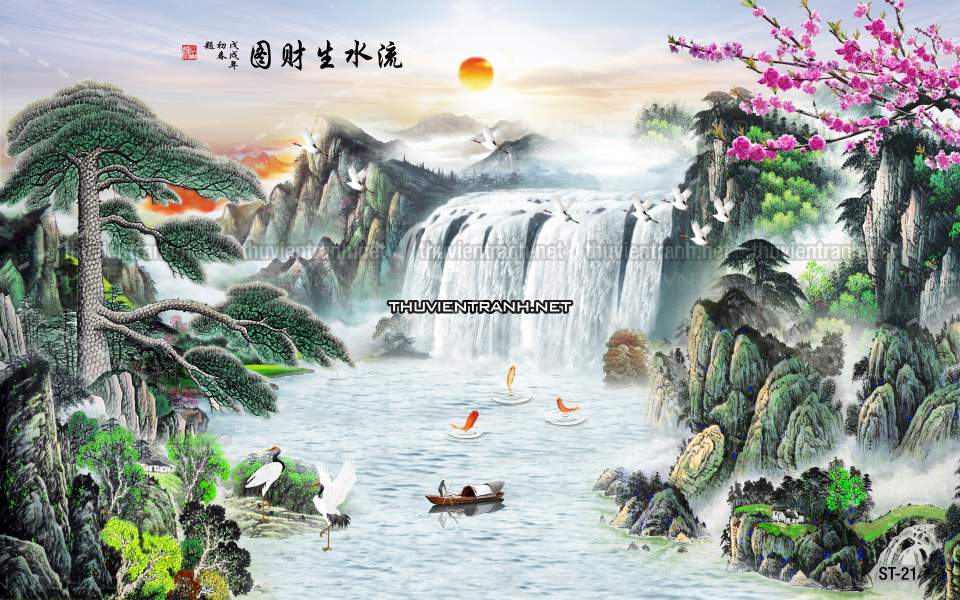 TRANH SƠN THỦY HỮU TÌNH, TRANH PHONG CẢNH SÔNG NÚI, TRUNG QUỐC - Tranh tường chất lượng cao