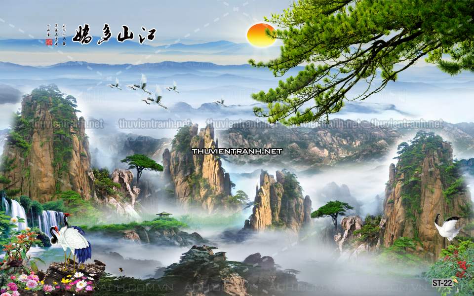 TRANH SƠN THỦY HỮU TÌNH, TRANH PHONG CẢNH SÔNG NÚI, TRUNG QUỐC - Tranh tường chất lượng cao