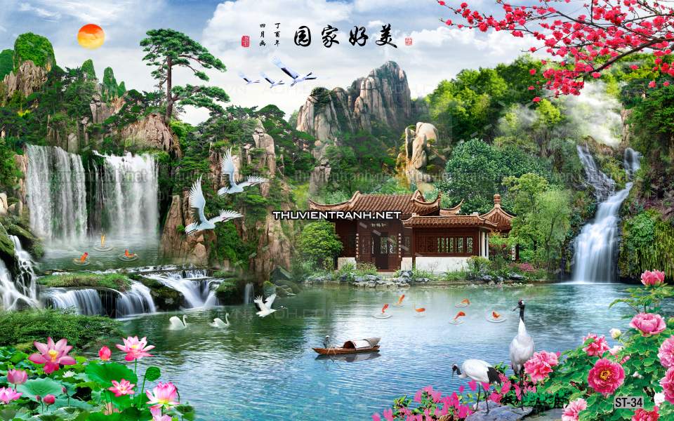 TRANH SƠN THỦY HỮU TÌNH, TRANH PHONG CẢNH SÔNG NÚI, TRUNG QUỐC - Tranh tường chất lượng cao