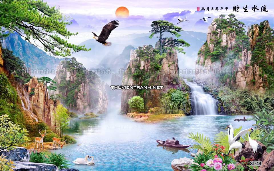 TRANH SƠN THỦY HỮU TÌNH, TRANH PHONG CẢNH SÔNG NÚI, TRUNG QUỐC - Tranh tường chất lượng cao