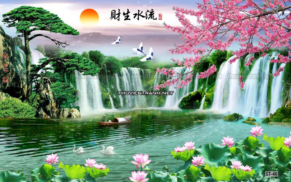TRANH SƠN THỦY HỮU TÌNH, TRANH PHONG CẢNH SÔNG NÚI, TRUNG QUỐC - Tranh tường chất lượng cao