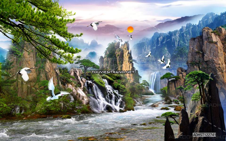 TRANH SƠN THỦY HỮU TÌNH, TRANH PHONG CẢNH SÔNG NÚI, TRUNG QUỐC - Tranh tường chất lượng cao