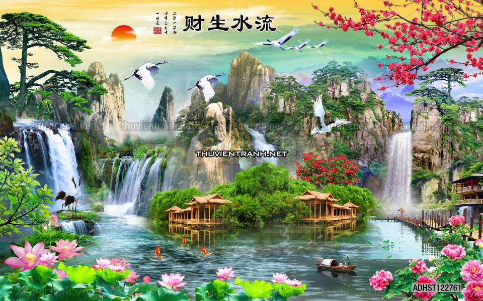 TRANH SƠN THỦY HỮU TÌNH, TRANH PHONG CẢNH SÔNG NÚI, TRUNG QUỐC - Tranh tường chất lượng cao