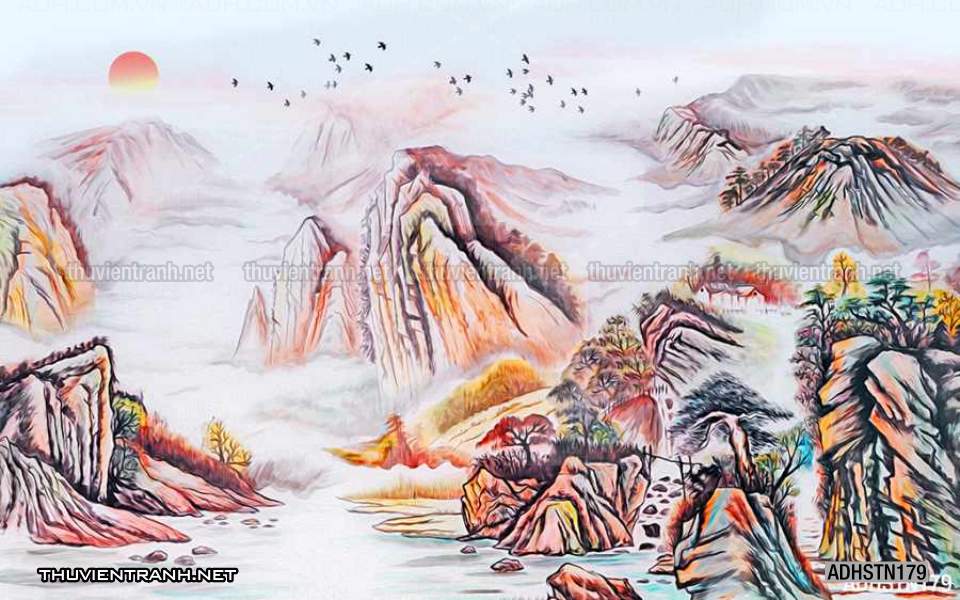 TRANH SƠN THỦY HỮU TÌNH, TRANH PHONG CẢNH SÔNG NÚI, TRUNG QUỐC - Tranh tường chất lượng cao