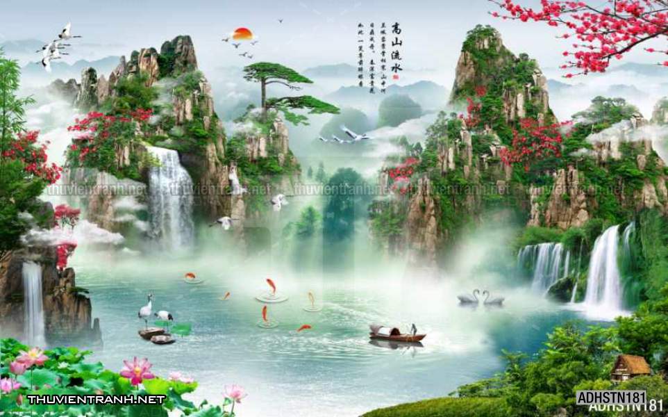 TRANH SƠN THỦY HỮU TÌNH, TRANH PHONG CẢNH SÔNG NÚI, TRUNG QUỐC - Tranh tường chất lượng cao