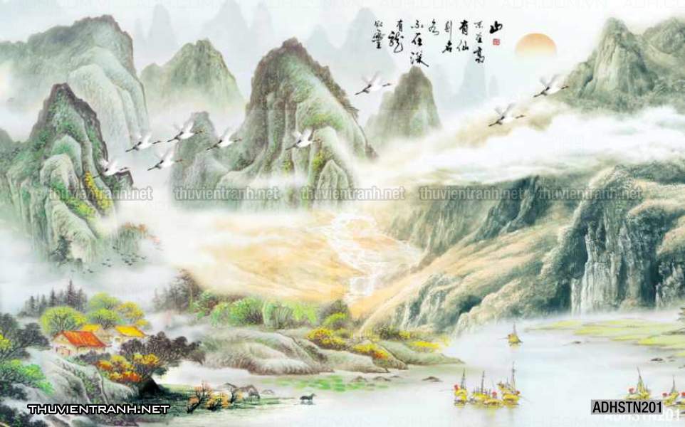 TRANH SƠN THỦY HỮU TÌNH, TRANH PHONG CẢNH SÔNG NÚI, TRUNG QUỐC - Tranh tường chất lượng cao
