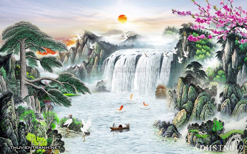 TRANH SƠN THỦY HỮU TÌNH, TRANH PHONG CẢNH SÔNG NÚI, TRUNG QUỐC - Tranh tường chất lượng cao