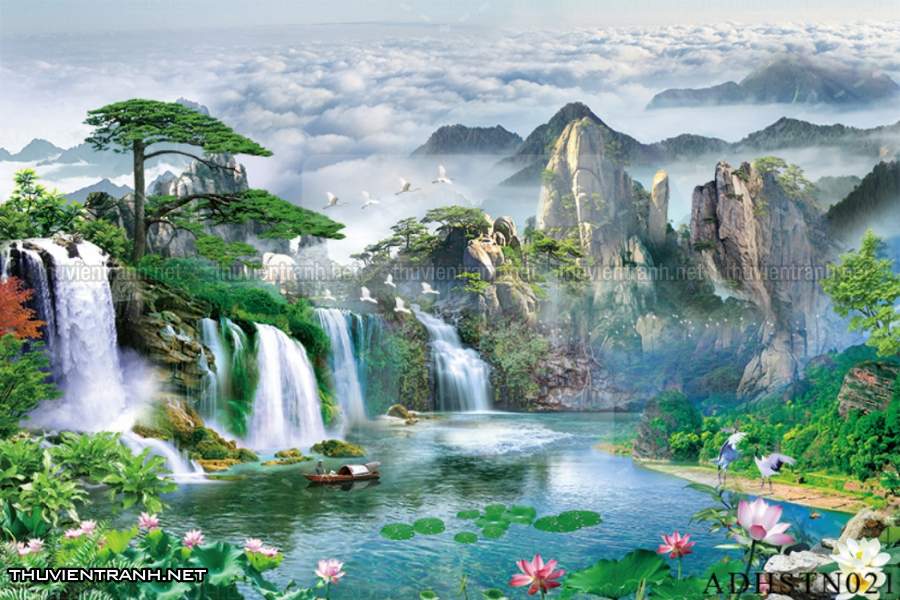 TRANH SƠN THỦY HỮU TÌNH, TRANH PHONG CẢNH SÔNG NÚI, TRUNG QUỐC - Tranh tường chất lượng cao