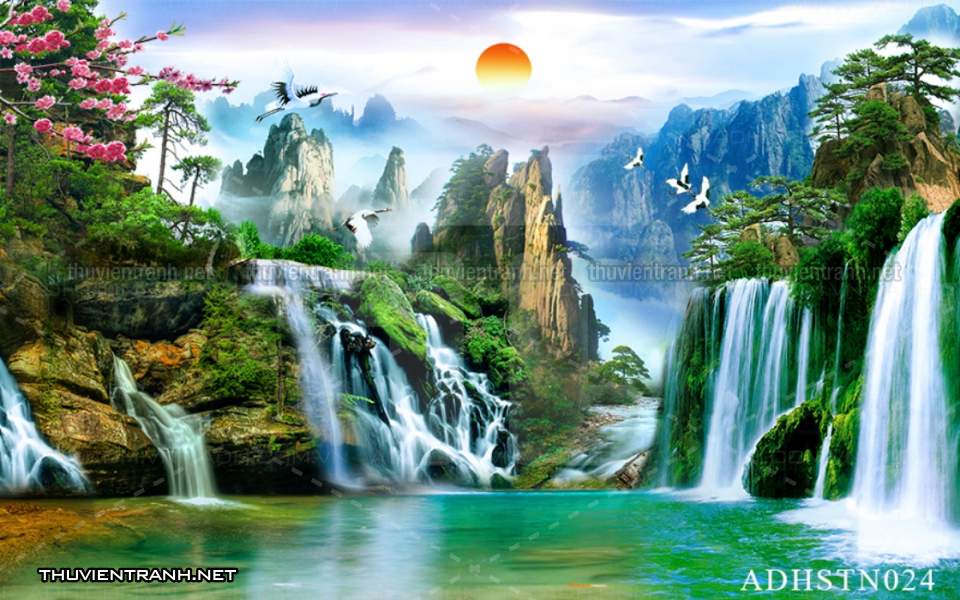 TRANH SƠN THỦY HỮU TÌNH, TRANH PHONG CẢNH SÔNG NÚI, TRUNG QUỐC - Tranh tường chất lượng cao