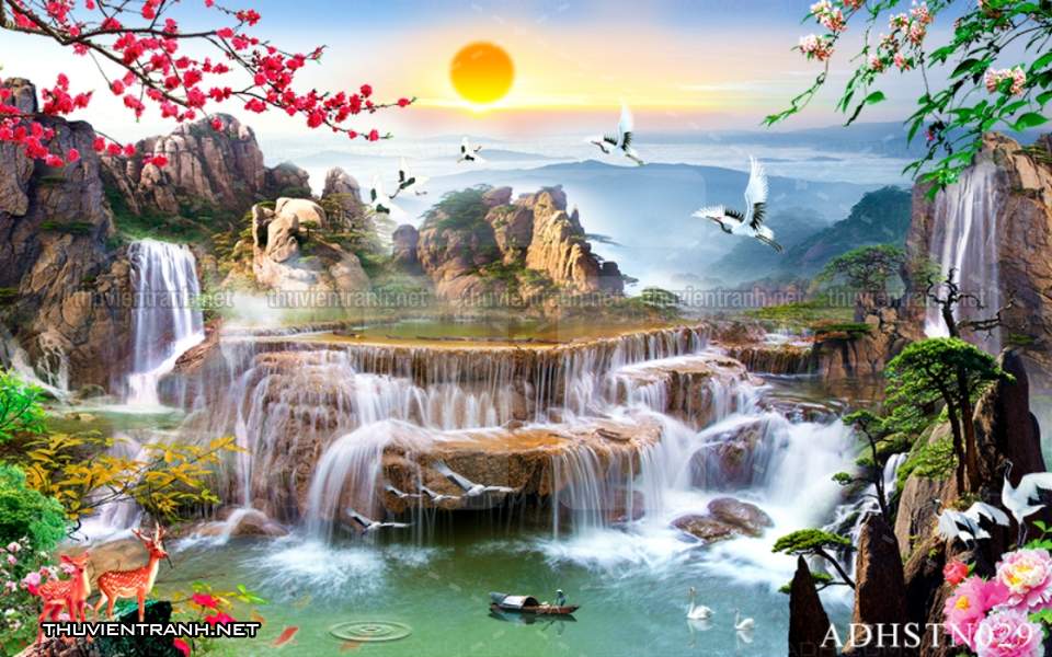 TRANH SƠN THỦY HỮU TÌNH, TRANH PHONG CẢNH SÔNG NÚI, TRUNG QUỐC - Tranh tường chất lượng cao