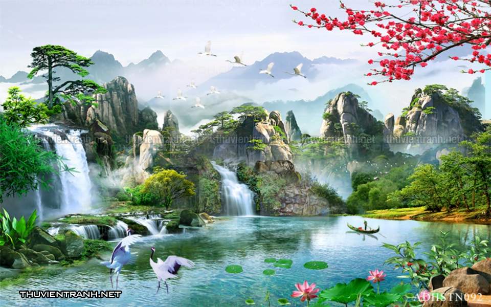TRANH SƠN THỦY HỮU TÌNH, TRANH PHONG CẢNH SÔNG NÚI, TRUNG QUỐC - Tranh tường chất lượng cao